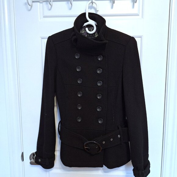 Zara TRF black wool blend jacket with cute floral lining - Picture 13 of 17